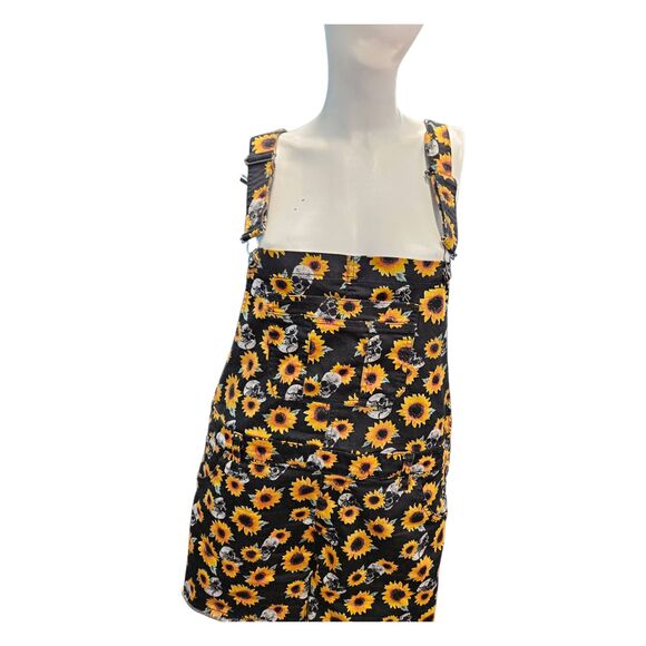 HIT Denim Skull and Sunflower Shortalls Womens XL Hot Topic - Picture 4 of 9